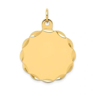 Pre-owned Accessories & Jewelry 14k Yellow Gold Small 19mm Plain Engravable Faceted Scalloped Disc Charm