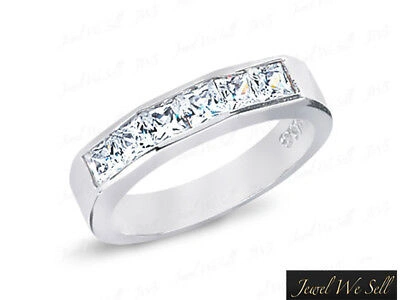 Pre-owned Jewelwesell 1.56ct Diamond Wedding Band Ring 10karat White Gold Princess Channel Set Gh I1