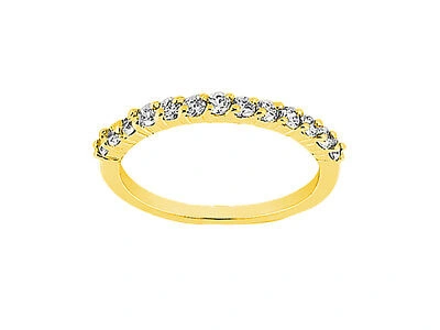 Pre-owned Jewelwesell 0.26ct Diamond Wedding Band Ring 10k Yellow Gold Round Brilliant Cut Prong I Si2