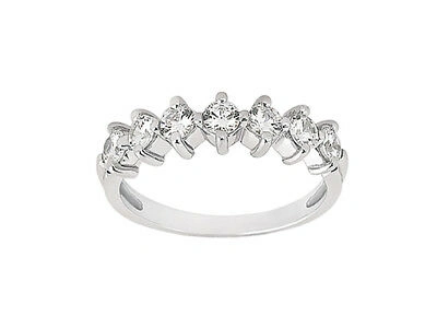 Pre-owned Jewelwesell Natural 0.35ct Diamond Wedding Band Ring 14k White Gold Round Si1 Prong Set
