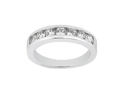 Pre-owned Jewelwesell 7stone 0.49ct Diamond Wedding Band Ring Platinum Round Cut F Vs1 Channel Set