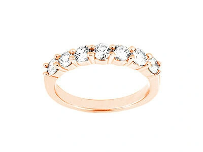 Pre-owned Jewelwesell Real 0.49ct Diamond Wedding Band Ring 18k Rose Gold Round Cut Si1 Prong Set