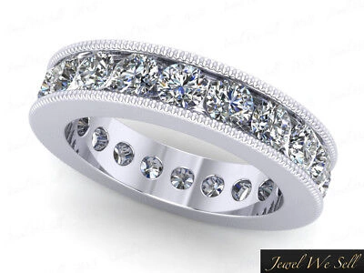 Pre-owned Jewelwesell 1.40ct Round Diamond Classic Milgrain Eternity Wedding Band Ring 10k Gold H Si2