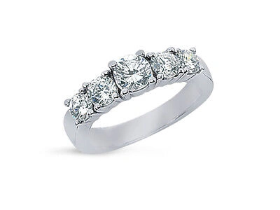 Pre-owned Jewelwesell 5stone 1.40ct Diamond Wedding Band Ring 950 Platinum Round F Vs2 Prong Bezel In White