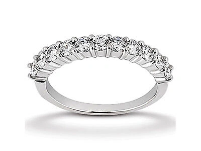 Pre-owned Jewelwesell 11stone 0.33ct Diamond Wedding Band Ring Platinum Round Cut H Si2 Channel Set