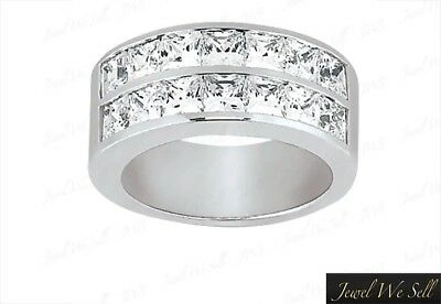 Pre-owned Jewelwesell 1.96ct Diamond Wedding Band Ring 14k White Gold Princess Cut Channel Set Si1