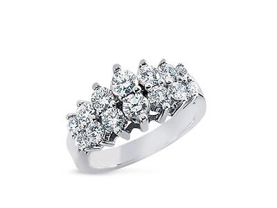 Pre-owned Jewelwesell 1.1ct Diamond Wedding Band Ring Cluster 14k White Gold Round Brilliant Cut H Si2