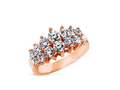 Pre-owned Jewelwesell 1.10ct Diamond Wedding Band Ring 14k Rose Gold Round Prong Bezel Set Si1