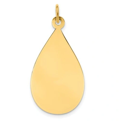 Pre-owned Accessories & Jewelry 14k Yellow Gold 33mm X 16mm Large Plain Engravable Raindrop Teardrop Disc Charm