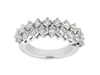 Pre-owned Jewelwesell 3.20ct Diamond Wedding Band Ring 10k White Gold Round Cut Prong Setting Gh I1