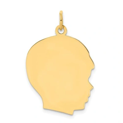 Pre-owned Accessories & Jewelry 14k Yellow Gold 30mm Plain Large Facing Right Engravable Boy Head Charm