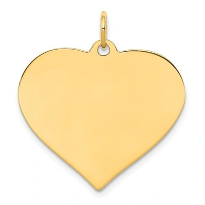 Pre-owned Accessories & Jewelry 14k Yellow Gold 25mm X 24mm Medium Plain Engravable Heart Disc Charm