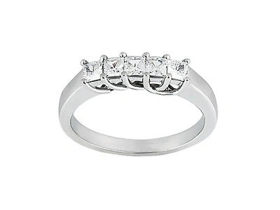 Pre-owned Jewelwesell 5stone 0.70ct Diamond Wedding Band Ring 10k White Gold Princess G-h I1 Prong In Gh