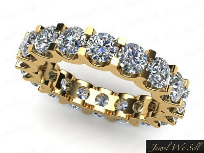 Pre-owned Jewelwesell Genuine 2.85ct Diamond U-prong Eternity Wedding Band Ring 10k Yellow Gold Gh I1