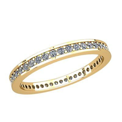 Pre-owned Jewelwesell 0.65ct Round Diamond Eternity Wedding Band Ring 14k Yellow Gold Si2 Prong Ladies In I