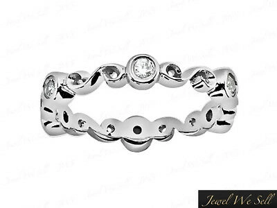 Pre-owned Jewelwesell 0.2ct Round Diamond Eternity Wedding Band Ring 10k White Gold Gh I1 Bezel Ladies