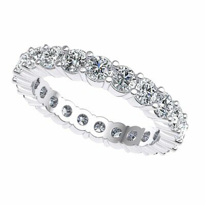 Pre-owned Jewelwesell Genuine 2.30ct Round Diamond Classic Eternity Anniversary Ring Platinum F Vs2 In White