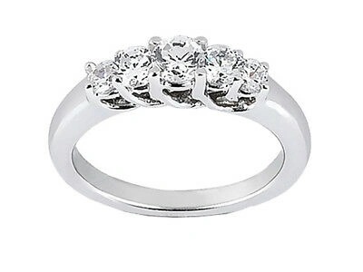 Pre-owned Jewelwesell 5stone 0.79ct Diamond Wedding Band Ring Platinum Round Brilliant Cut F Vs1 Prong