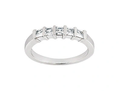 Pre-owned Jewelwesell 5stone 1.00ct Diamond Wedding Band Ring Platinum Princess Cut F Vs1 Channel Set
