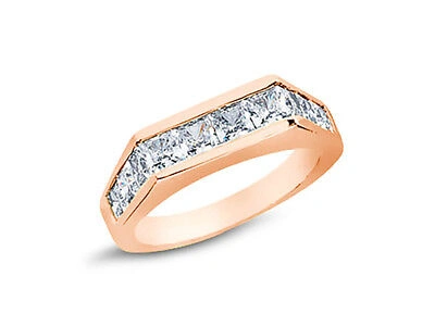 Pre-owned Jewelwesell 1.80ct Diamond Wedding Band Ring 18kt Rose Gold Princess Cut Channel Set Si1