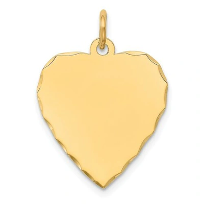 Pre-owned Accessories & Jewelry 14k Yellow Gold 25mm X 17mm Medium Etched Engravable Heart Disc Charm