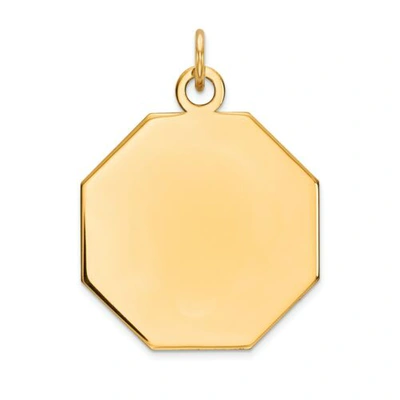 Pre-owned Accessories & Jewelry 14k Yellow Gold 21mm Medium Plain Engravable Octagonal Disc Charm