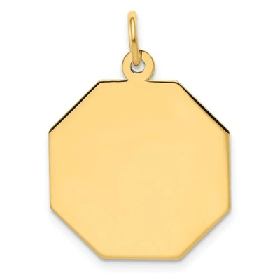 Pre-owned Accessories & Jewelry 14k Yellow Gold 19mm Medium Plain Engravable Octagonal Disc Charm
