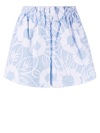 Prada Floral Embroidered Shorts In Blue