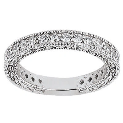 Pre-owned Jewelwesell 1.90ct Diamond Wedding Band Ring 18k White Gold Round Brilliant Cut Prong I Si2