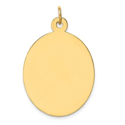Pre-owned Accessories & Jewelry 14k Yellow Gold 37mmx 22mm Large Plain Engravable Oval Disc Charm