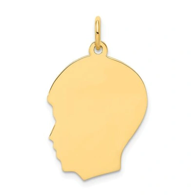 Pre-owned Accessories & Jewelry 14k Yellow Gold 27mm Plain Medium Facing Left Engravable Boy Head Charm