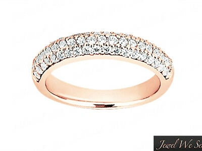 Pre-owned Jewelwesell 1.35ct Diamond Wedding Band Ring 14k Rose Gold Round Brilliant Cut Prong I Si2