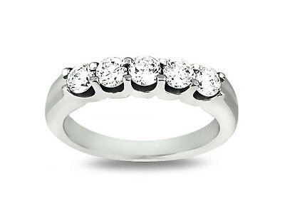 Pre-owned Jewelwesell Genuine G-h I1 1ct Diamond Wedding Band Ring U Prong 10k White Gold Round Cut In Gh