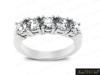 Pre-owned Jewelwesell 5stone 1.75ct Diamond Wedding Band Ring 18k White Gold Round Brilliant Cut Si1