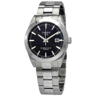 Pre-owned Tissot Gentleman Powermatic 80 Silicium Black Dial Watch T127.407.11.051.00