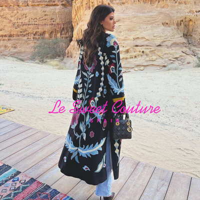 Pre-owned Zara Woman Ss22 Black Embroidered Coat Limited Edition