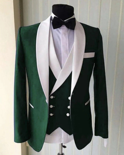 Pre-owned Handmade Mens 3 Piece Suit Green Groom Wedding Prom Party Wear Dinner Tuxedo Coat Pants