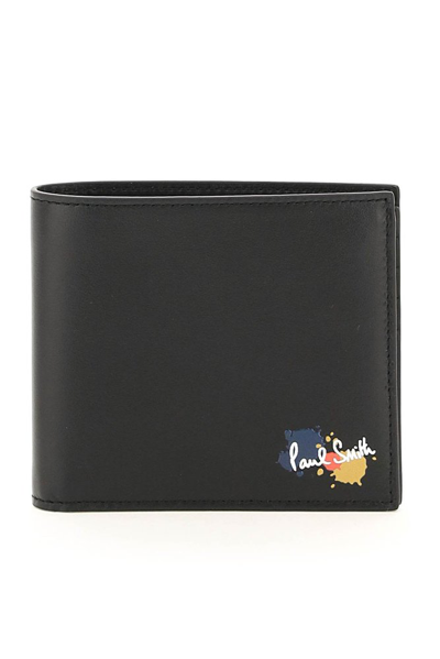 Paul Smith Logo Paint Splatter Bifold Wallet In Black