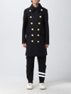 Dsquared2 Black Coat With Double-breasted Fastening And Branded Buttons In Wool Man In Black