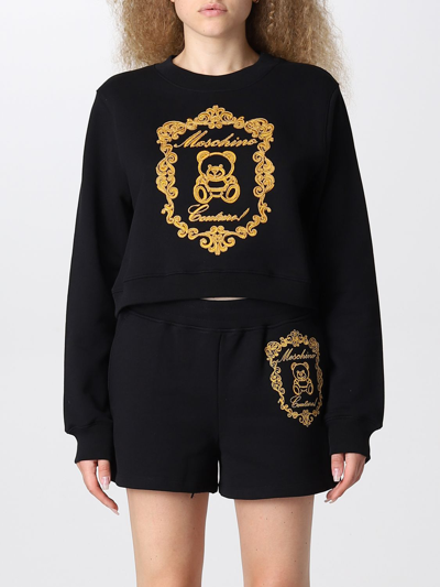 Moschino Couture Sweatshirt With Teddy Emblem In Black