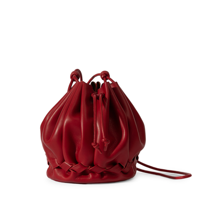 Hereu Molina Pleated Leather Bucket Bag In Red Lipstick