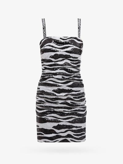 Dolce & Gabbana Short Sequined Dress With Draping In Multi