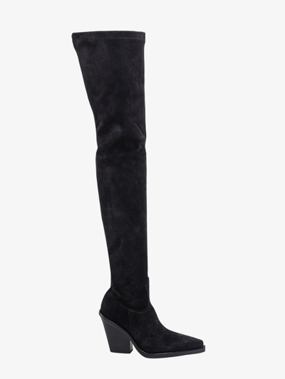 Paris Texas 100mm Vegas Suede Over-the-knee Boots In Black