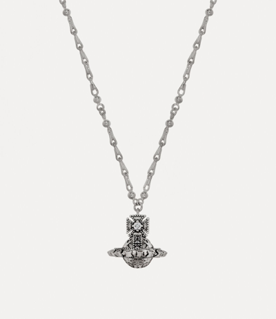 Vivienne Westwood Glenda Orb Pendant Necklace In Oxidised Silver