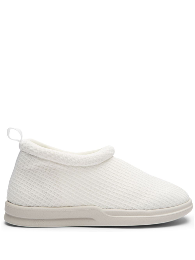 Lusso White Waffle Knit Slippers