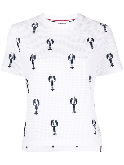 Thom Browne Lobster-embroidered Cotton T-shirt In White