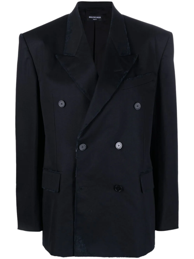 Balenciaga Shrunk Tuxedo Double-breasted Jacket In Black