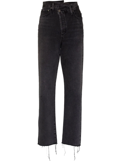 Agolde Criss Cross High-rise Straight-leg Organic Jeans In Grey