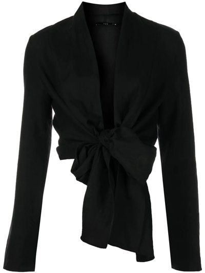 Voz V-neck Wrap Blouse In Black