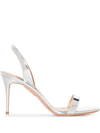 AQUAZZURA SO NUDE METALLIC SLINGBACK SANDALS